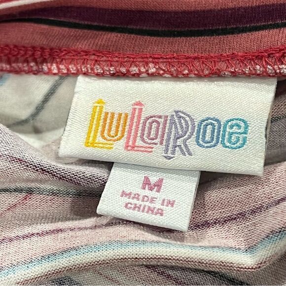 LuLaRoe Emily Long Sleeve V-Neck Striped Print A-line Swing Midi Dress - Picture 11 of 14